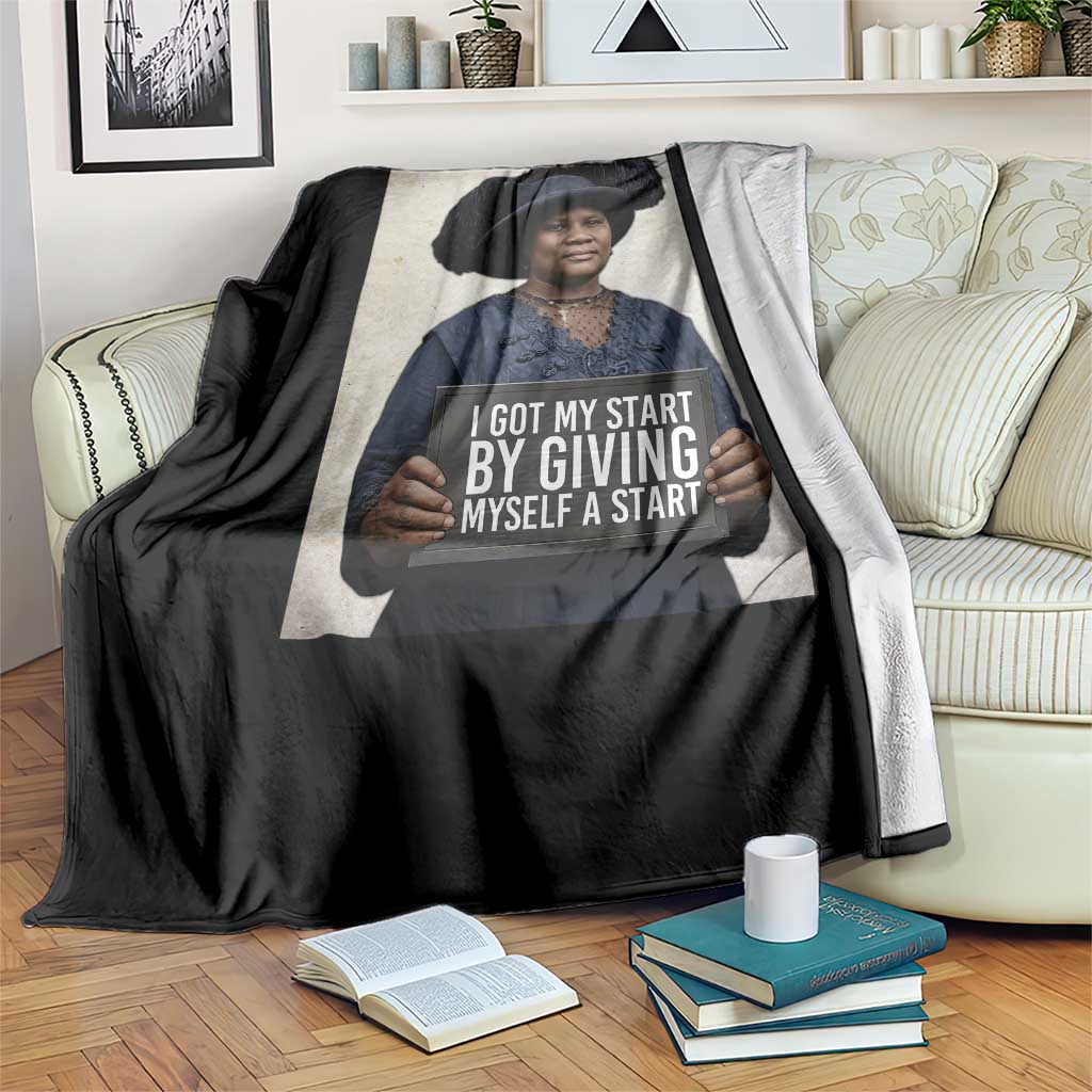 Madam CJ Walker Quote Throw Blanket I Got My Start By Giving Myself A Start TS12 Print Your Wear