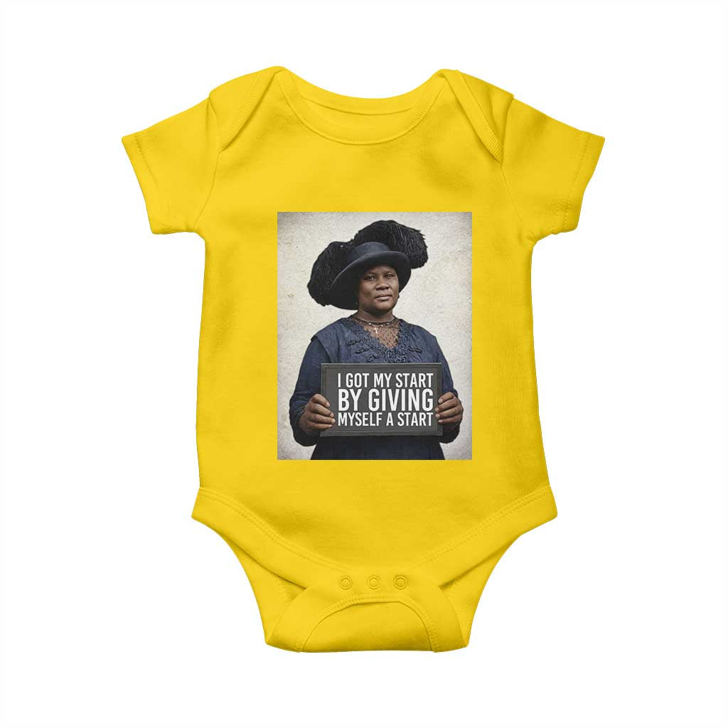 Madam CJ Walker Quote Baby Onesie I Got My Start By Giving Myself A Start TS12 Daisy Print Your Wear