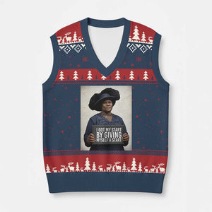 Madam CJ Walker Quote V-Neck Knit Sweater Vest I Got My Start By Giving Myself A Start TS12 Navy Red Print Your Wear