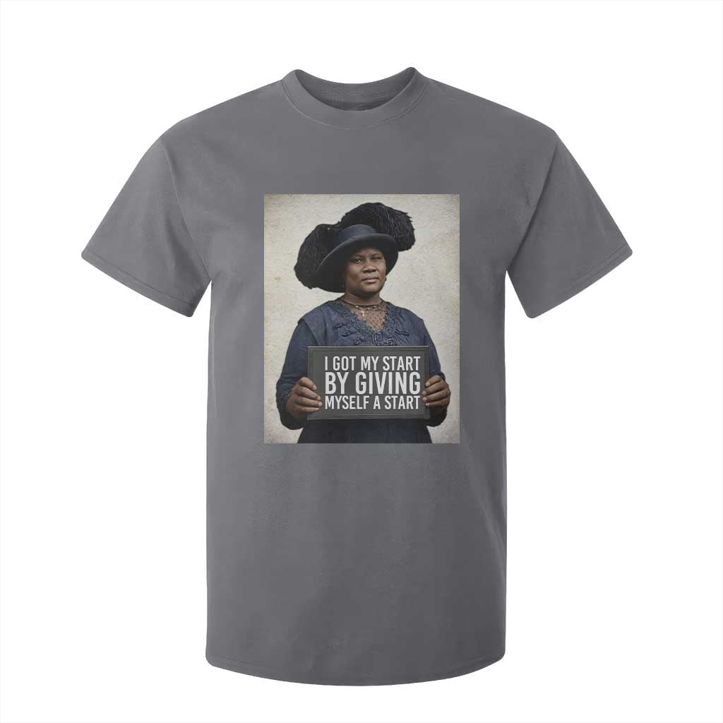 Madam CJ Walker Quote T Shirt For Kid I Got My Start By Giving Myself A Start TS12 Charcoal Print Your Wear