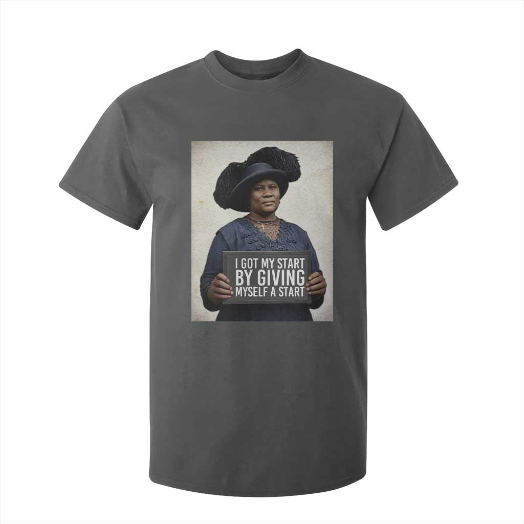 Madam CJ Walker Quote T Shirt For Kid I Got My Start By Giving Myself A Start TS12 Dark Heather Print Your Wear