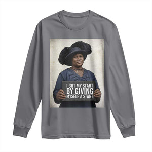 Madam CJ Walker Quote Long Sleeve Shirt I Got My Start By Giving Myself A Start TS12 Charcoal Print Your Wear
