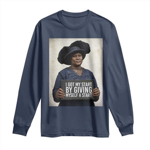 Madam CJ Walker Quote Long Sleeve Shirt I Got My Start By Giving Myself A Start TS12 Navy Print Your Wear