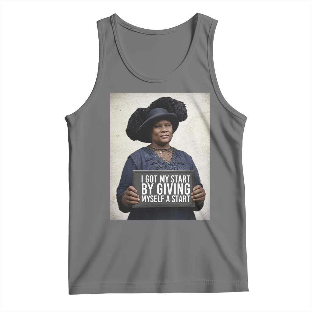 Madam CJ Walker Quote Tank Top I Got My Start By Giving Myself A Start TS12 Black Heather Print Your Wear