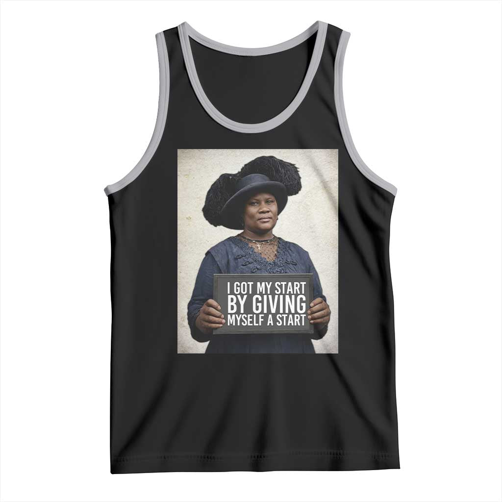 Madam CJ Walker Quote Tank Top I Got My Start By Giving Myself A Start TS12 Black Athletic Heather Print Your Wear