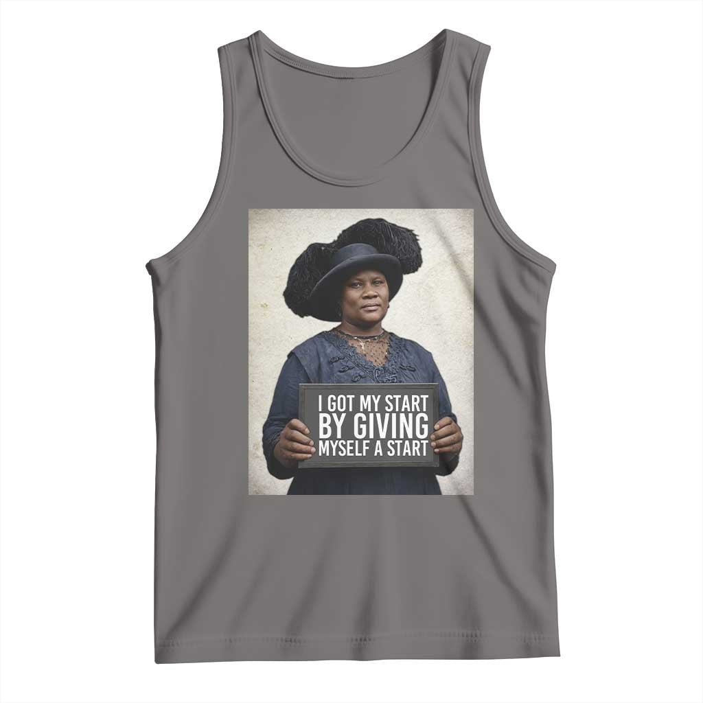 Madam CJ Walker Quote Tank Top I Got My Start By Giving Myself A Start TS12 Deep Heather Print Your Wear