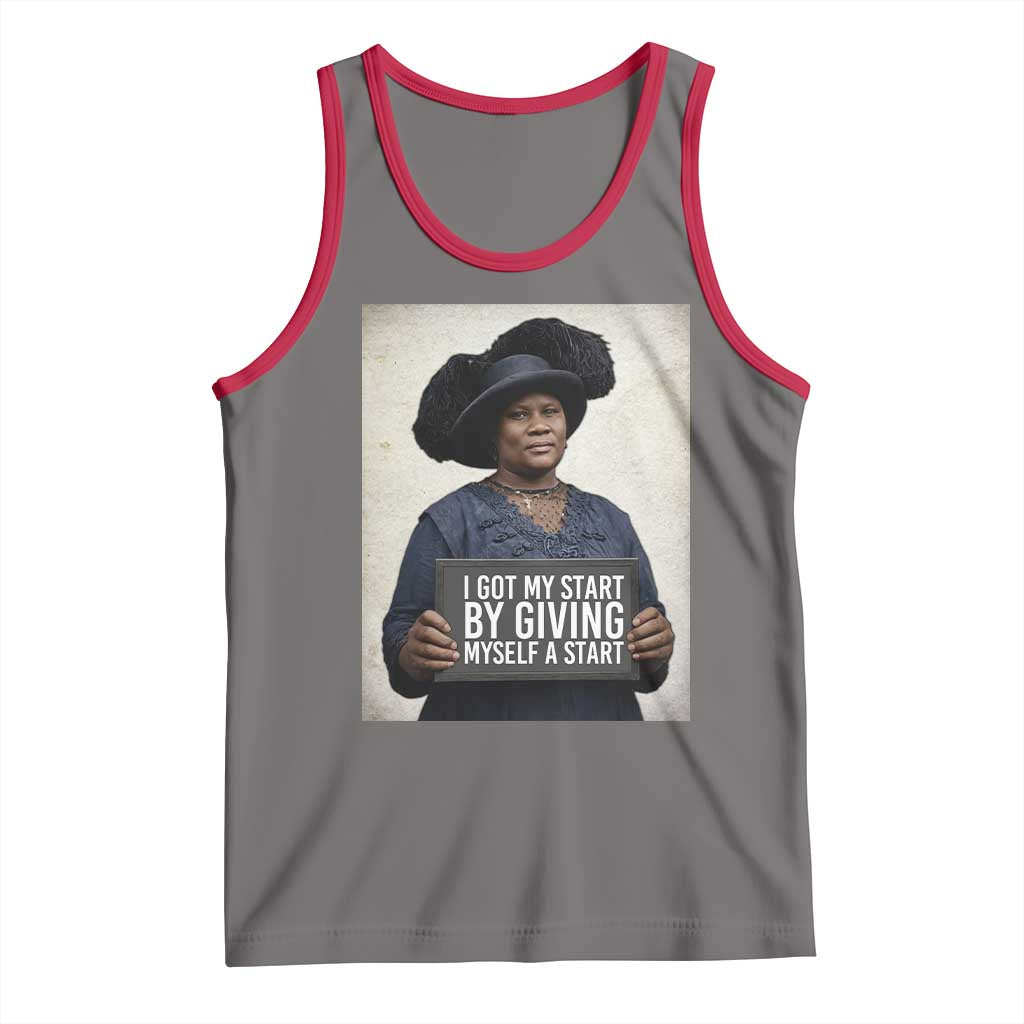 Madam CJ Walker Quote Tank Top I Got My Start By Giving Myself A Start TS12 Deep Heather Red Print Your Wear