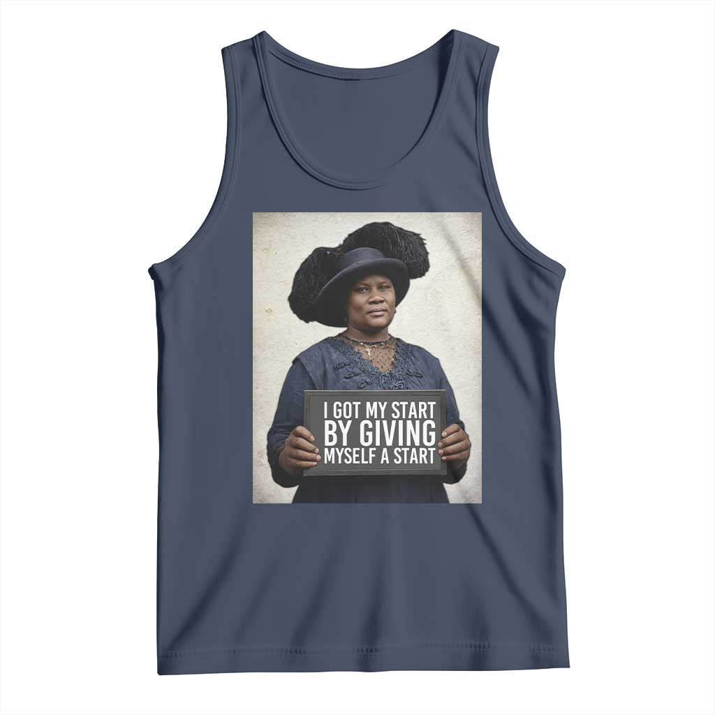 Madam CJ Walker Quote Tank Top I Got My Start By Giving Myself A Start TS12 Navy Print Your Wear