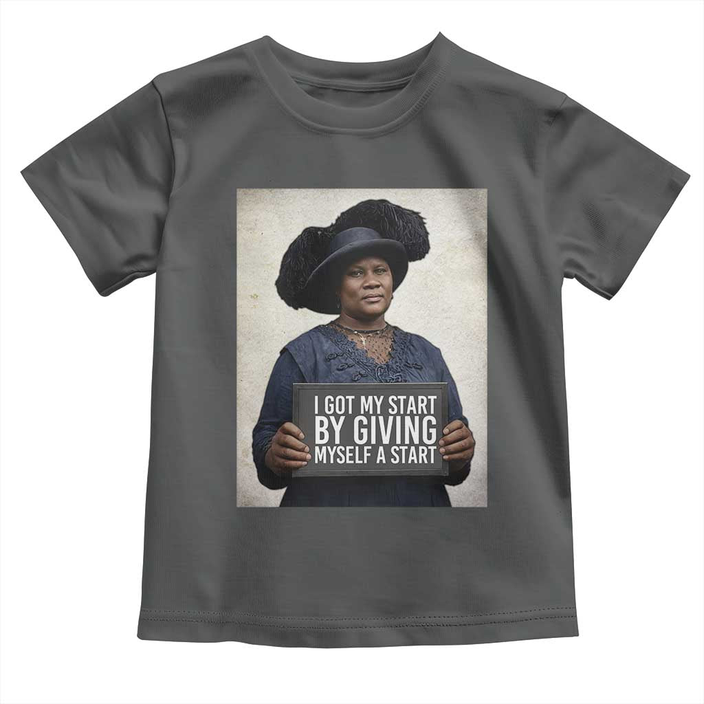 Madam CJ Walker Quote Toddler T Shirt I Got My Start By Giving Myself A Start TS12 Dark Heather Print Your Wear