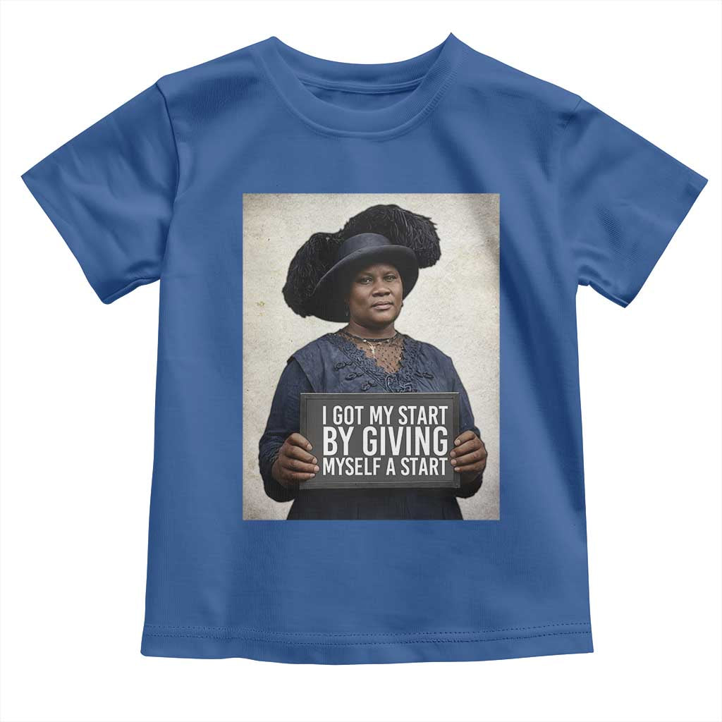 Madam CJ Walker Quote Toddler T Shirt I Got My Start By Giving Myself A Start TS12 Royal Blue Print Your Wear