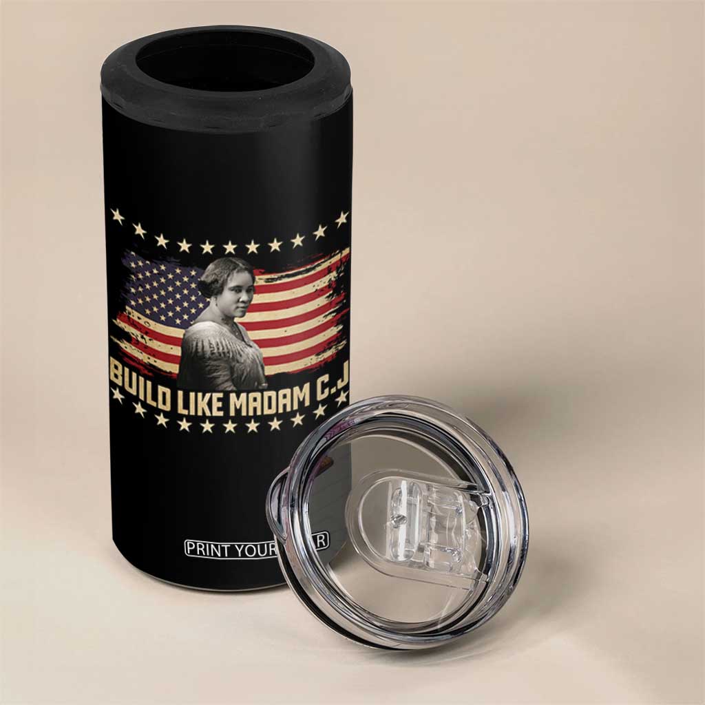 Build Like Madam CJ Walker 4 in 1 Can Cooler Tumbler Black History Month Gift TS12 Print Your Wear
