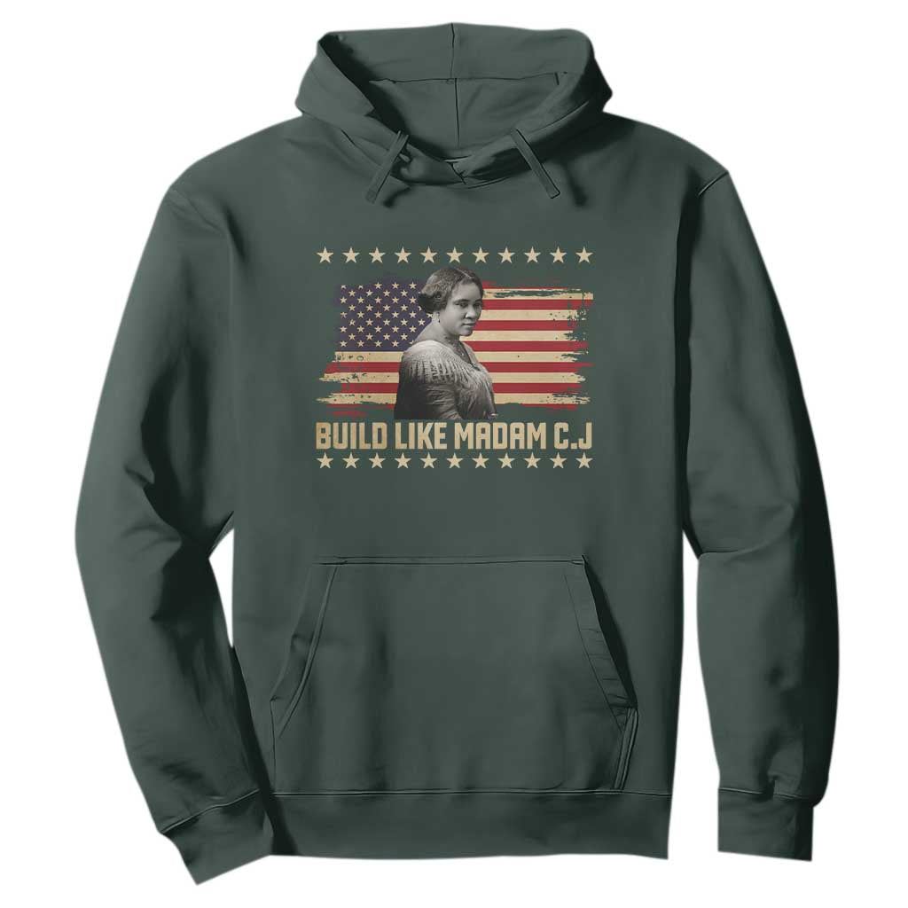 Build Like Madam CJ Walker Hoodie Black History Month Gift TS12 Dark Forest Green Print Your Wear