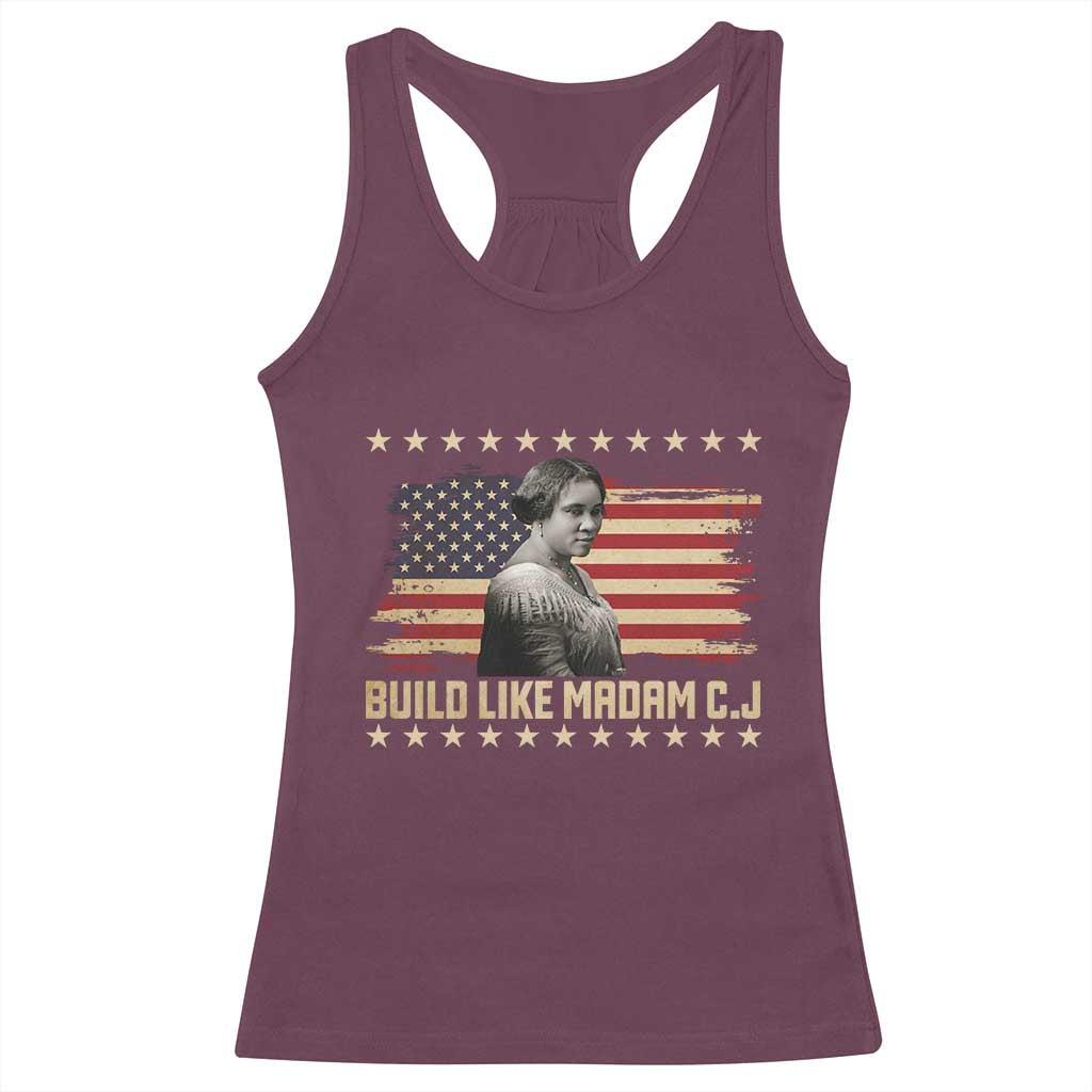Build Like Madam CJ Walker Racerback Tank Top Black History Month Gift TS12 Maroon Print Your Wear