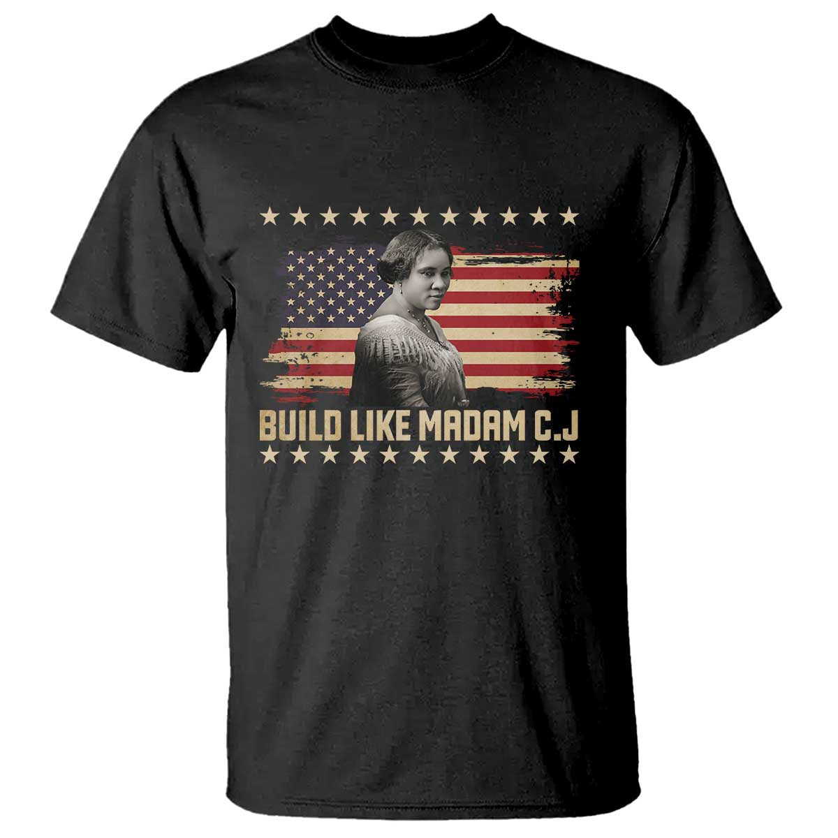 Build Like Madam CJ Walker T Shirt Black History Month Gift TS12 Black Print Your Wear