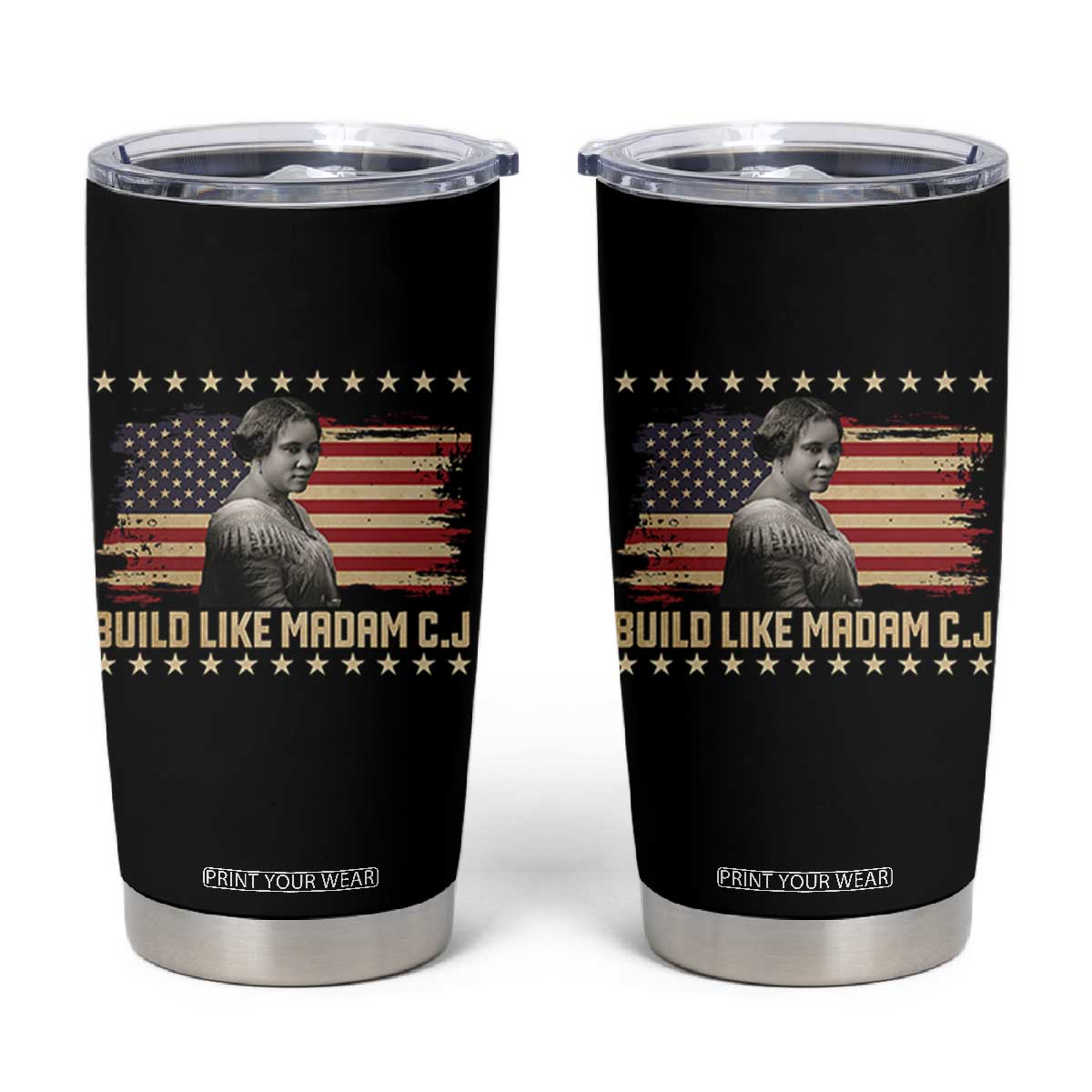 Build Like Madam CJ Walker Tumbler Cup Black History Month Gift TS12 Black Print Your Wear