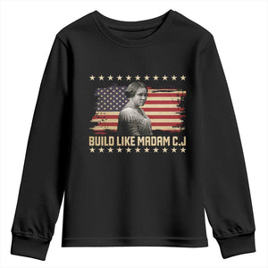 Build Like Madam CJ Walker Youth Sweatshirt Black History Month Gift TS12 Black Print Your Wear