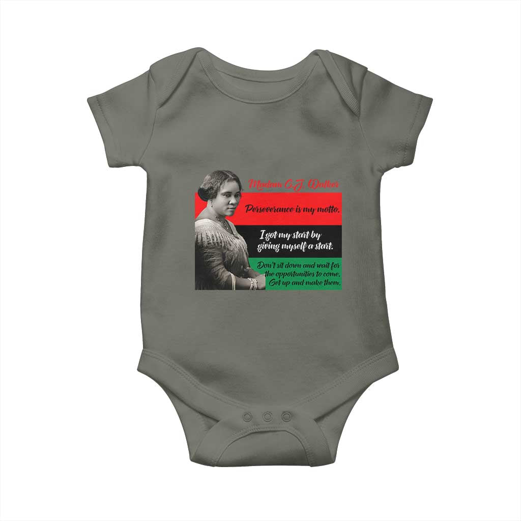 Madam CJ Walker Baby Onesie Women Empowerment Inspirational Quote TS12 Military Green Print Your Wear