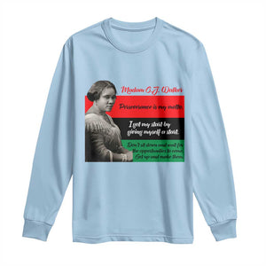 Madam CJ Walker Long Sleeve Shirt Women Empowerment Inspirational Quote TS12 Light Blue Print Your Wear