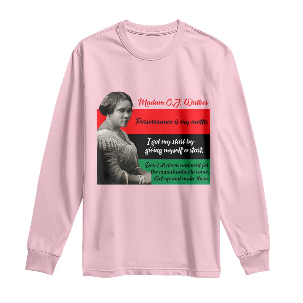 Madam CJ Walker Long Sleeve Shirt Women Empowerment Inspirational Quote TS12 Light Pink Print Your Wear
