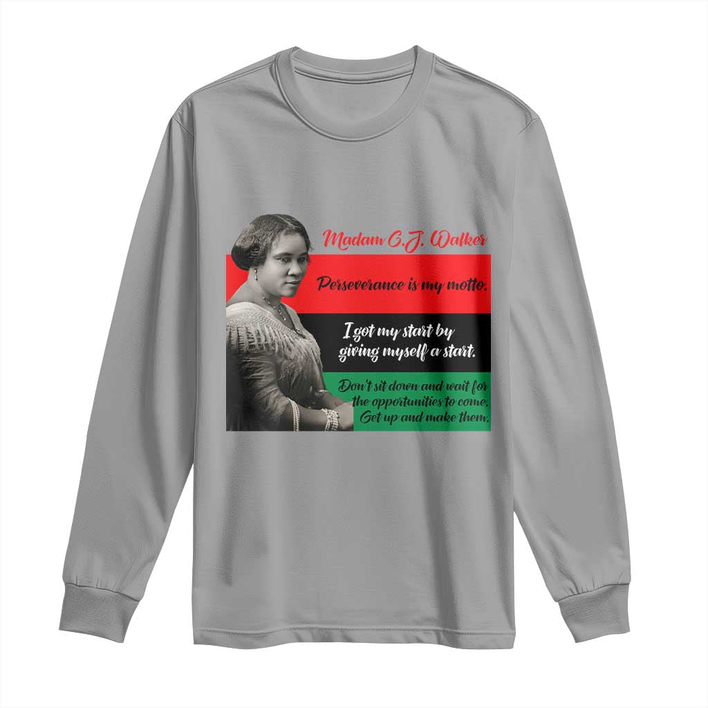 Madam CJ Walker Long Sleeve Shirt Women Empowerment Inspirational Quote TS12 Sport Gray Print Your Wear