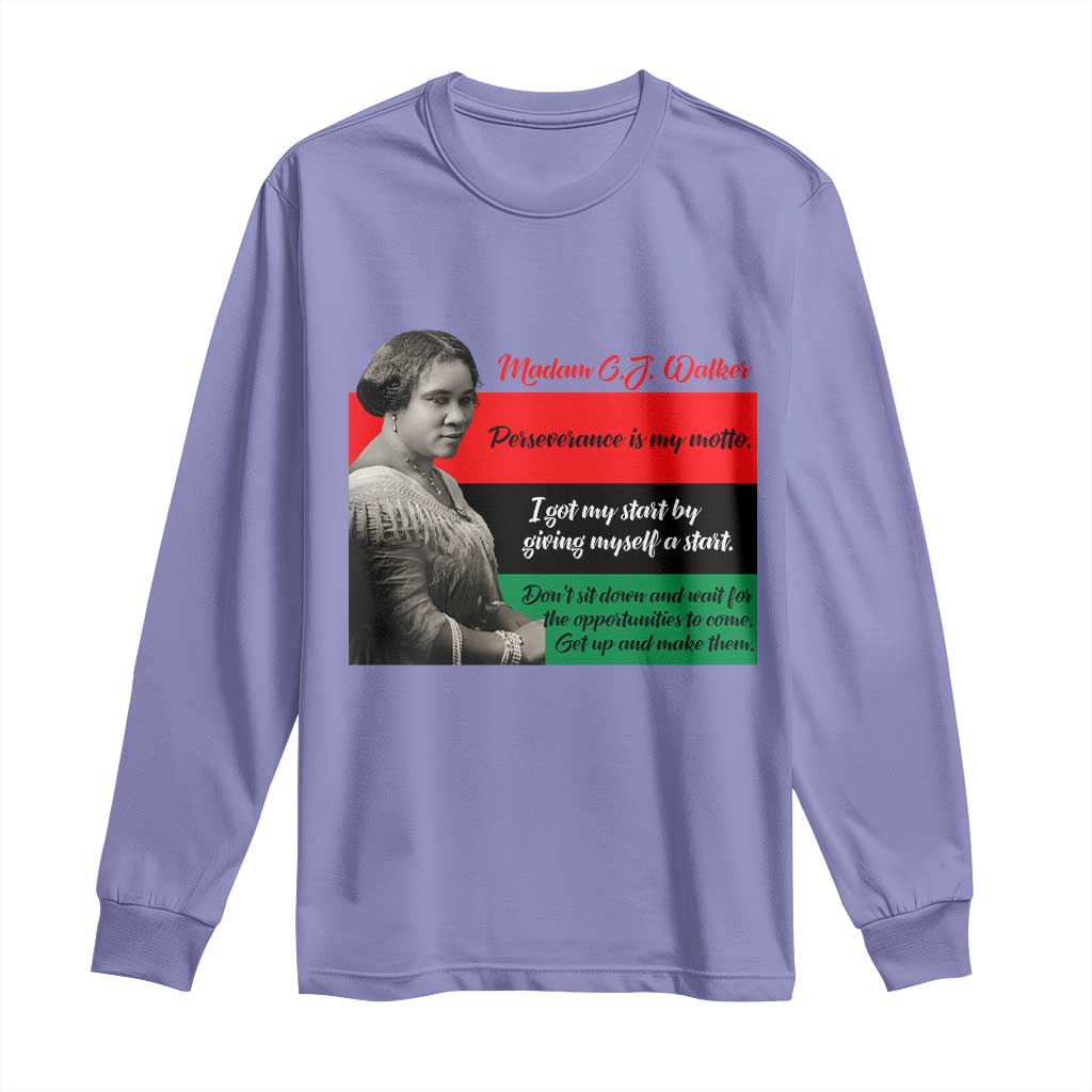 Madam CJ Walker Long Sleeve Shirt Women Empowerment Inspirational Quote TS12 Violet Print Your Wear