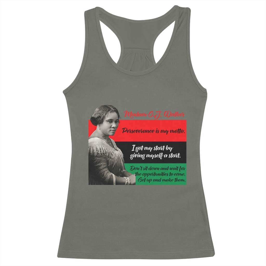 Madam CJ Walker Racerback Tank Top Women Empowerment Inspirational Quote TS12 Military Green Print Your Wear