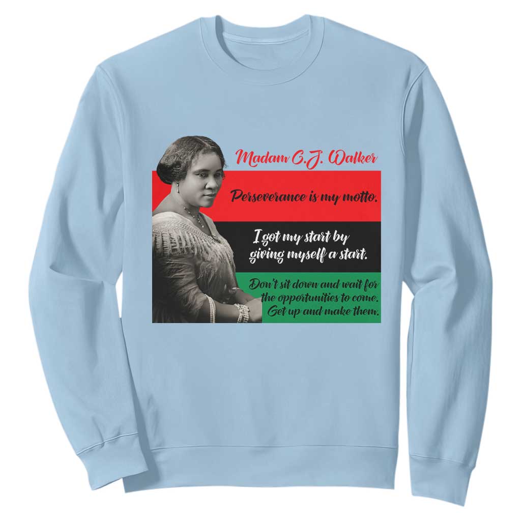 Madam CJ Walker Sweatshirt Women Empowerment Inspirational Quote TS12 Light Blue Print Your Wear