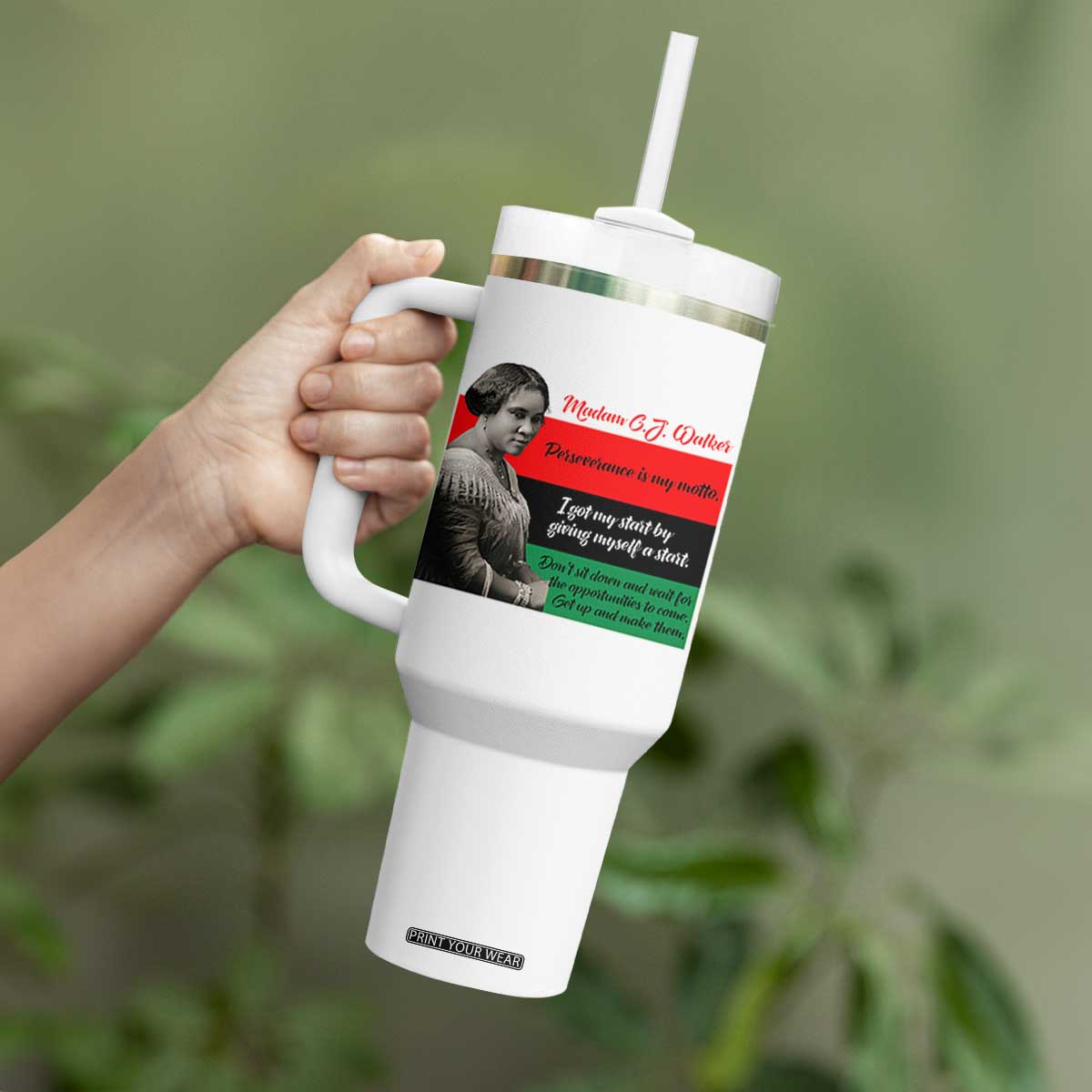 Madam CJ Walker Tumbler With Handle Women Empowerment Inspirational Quote TS12 Print Your Wear