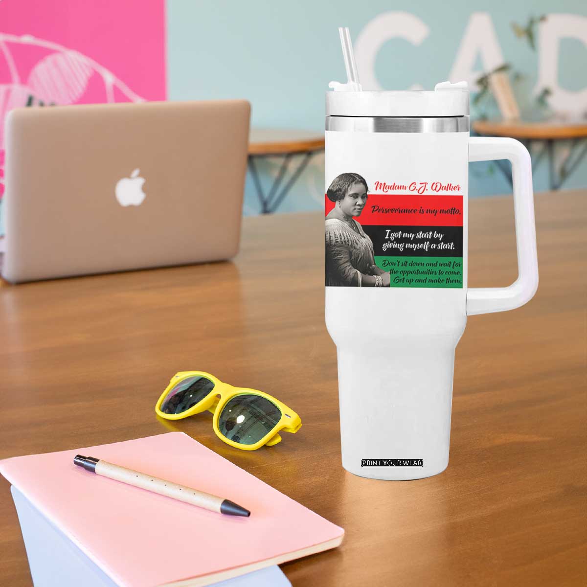 Madam CJ Walker Tumbler With Handle Women Empowerment Inspirational Quote TS12 Print Your Wear