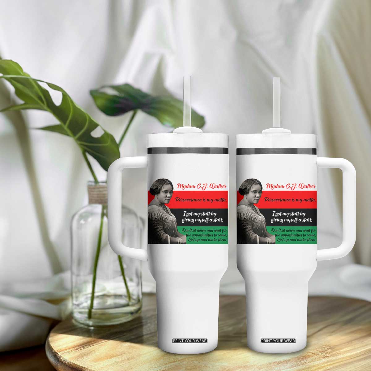 Madam CJ Walker Tumbler With Handle Women Empowerment Inspirational Quote TS12 Print Your Wear