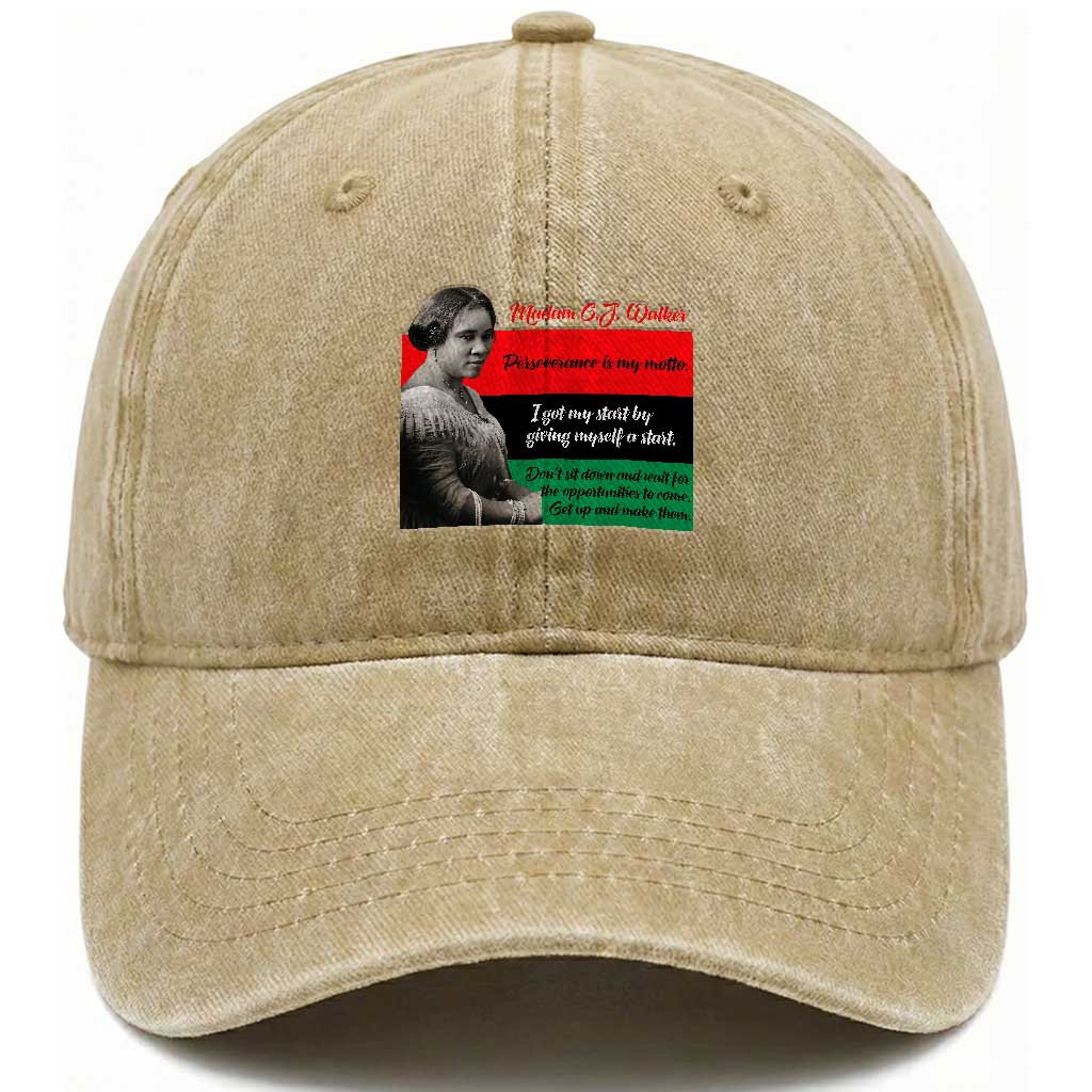 Madam CJ Walker Washed Cotton Baseball Cap Women Empowerment Inspirational Quote TS12 Print Your Wear