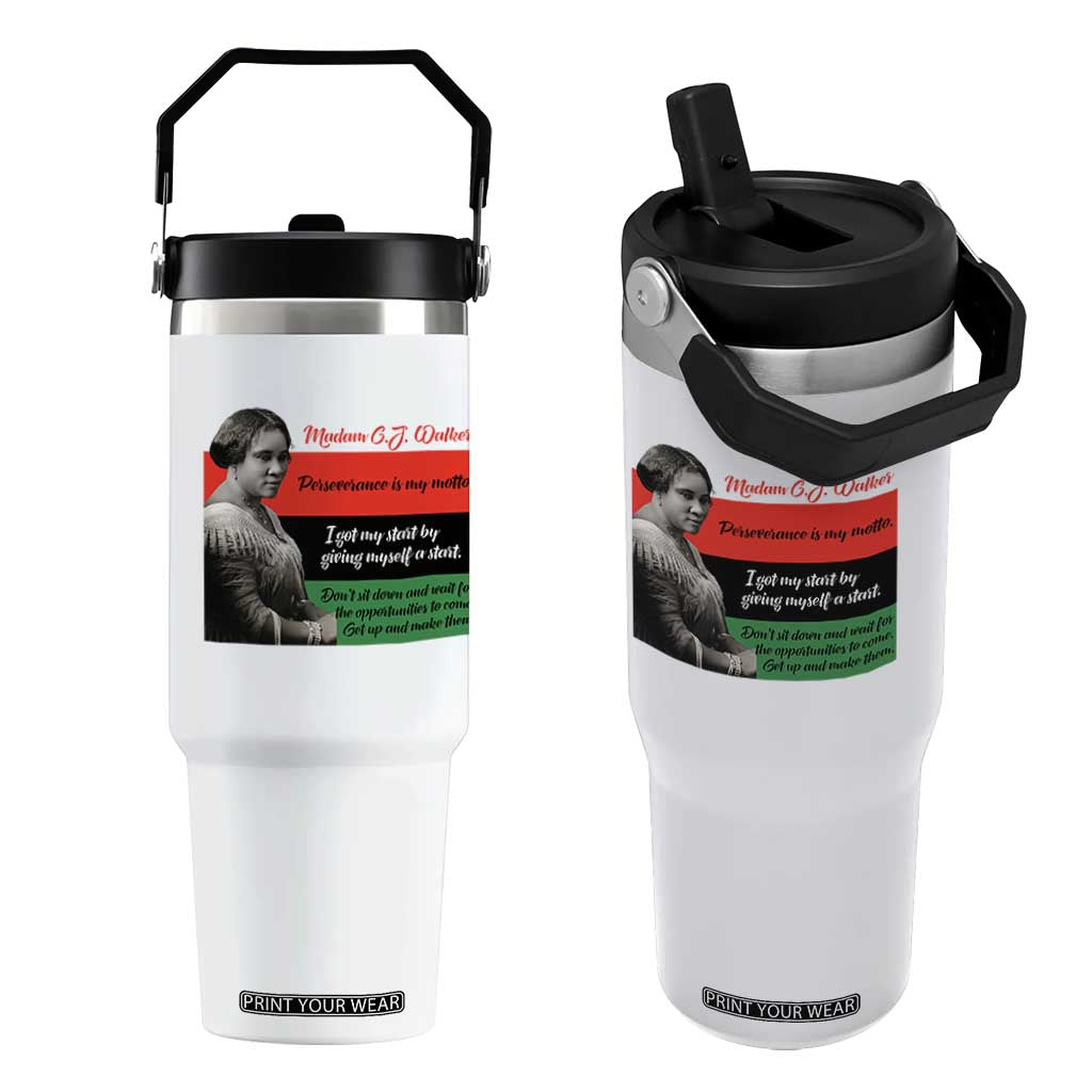 Madam CJ Walker Flip Straw Tumbler Women Empowerment Inspirational Quote TS12 One Size: 30 oz White Print Your Wear