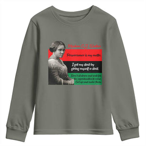 Madam CJ Walker Youth Sweatshirt Women Empowerment Inspirational Quote TS12 Military Green Print Your Wear