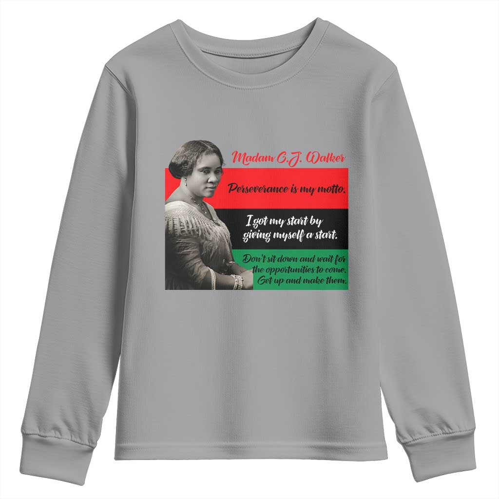 Madam CJ Walker Youth Sweatshirt Women Empowerment Inspirational Quote TS12 Sport Gray Print Your Wear