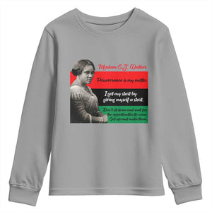 Madam CJ Walker Youth Sweatshirt Women Empowerment Inspirational Quote TS12 Sport Gray Print Your Wear