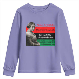 Madam CJ Walker Youth Sweatshirt Women Empowerment Inspirational Quote TS12 Violet Print Your Wear
