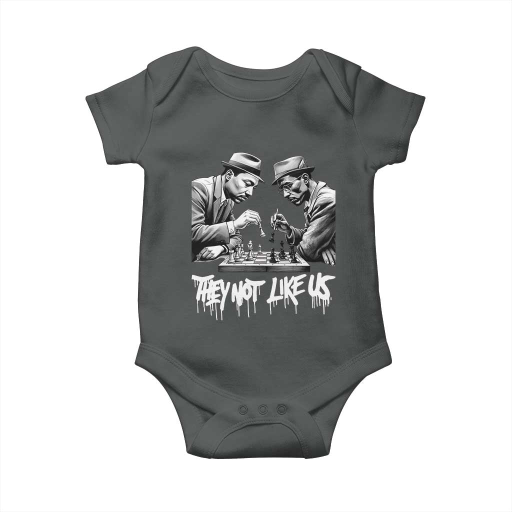 MLK And Malcolm X Baby Onesie They Not Like Us African American Heritage Gift TS12 Dark Heather Print Your Wear