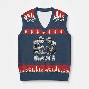 MLK And Malcolm X V-Neck Knit Sweater Vest They Not Like Us African American Heritage Gift TS12 Navy Red Print Your Wear