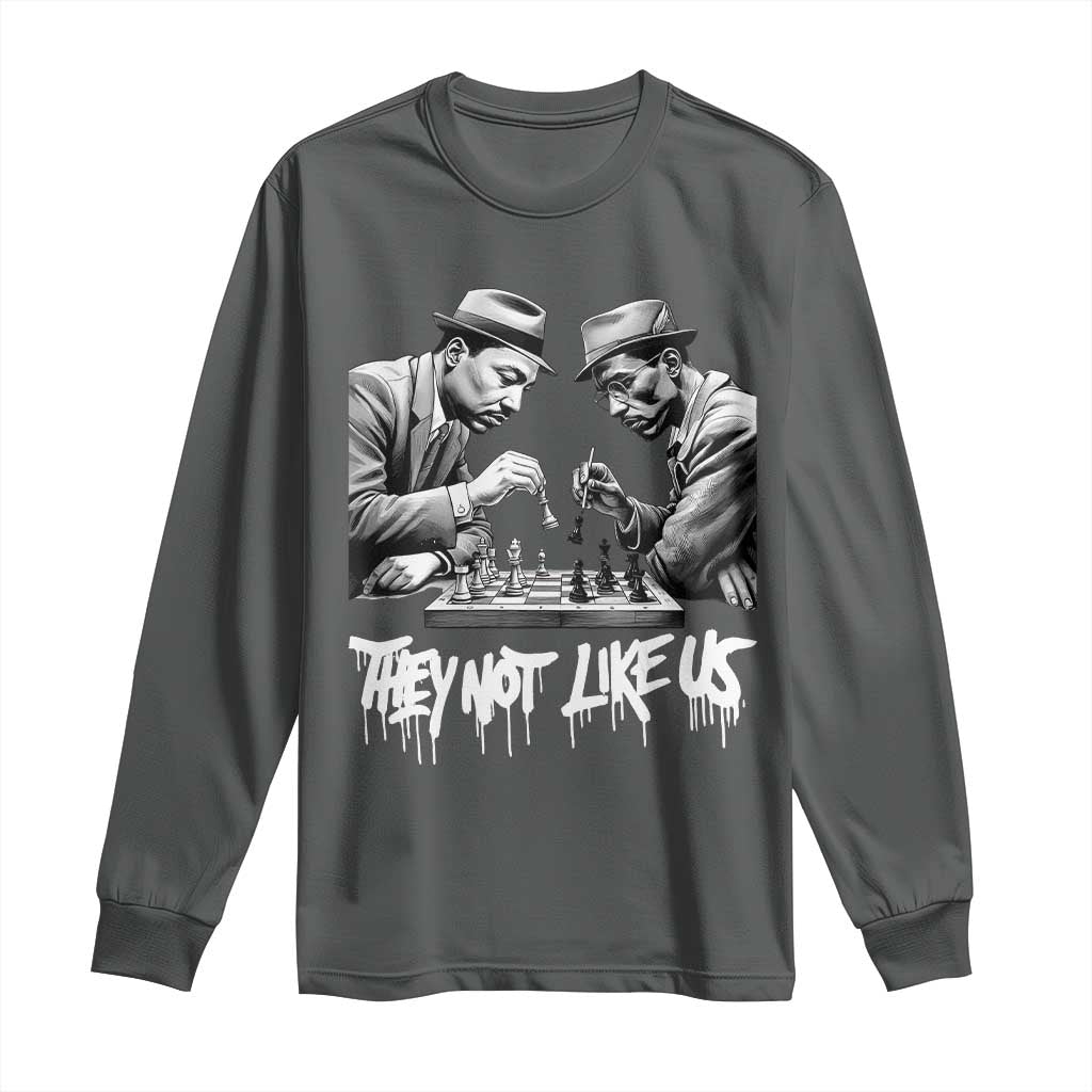 MLK And Malcolm X Long Sleeve Shirt They Not Like Us African American Heritage Gift TS12 Dark Heather Print Your Wear
