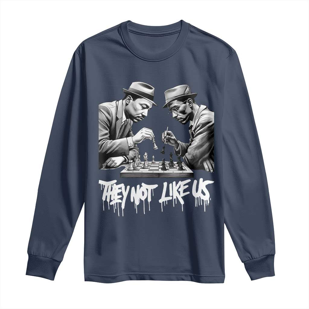MLK And Malcolm X Long Sleeve Shirt They Not Like Us African American Heritage Gift TS12 Navy Print Your Wear