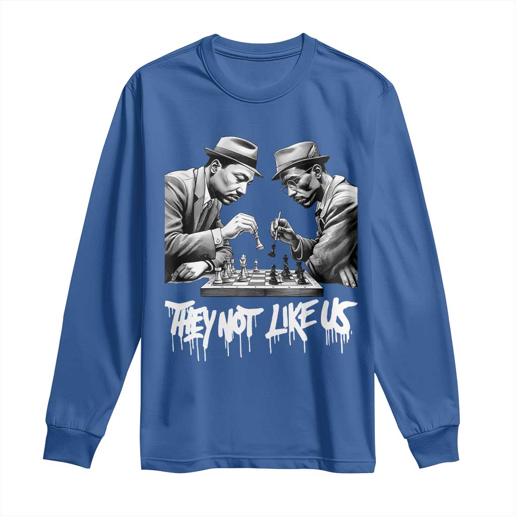 MLK And Malcolm X Long Sleeve Shirt They Not Like Us African American Heritage Gift TS12 Royal Blue Print Your Wear