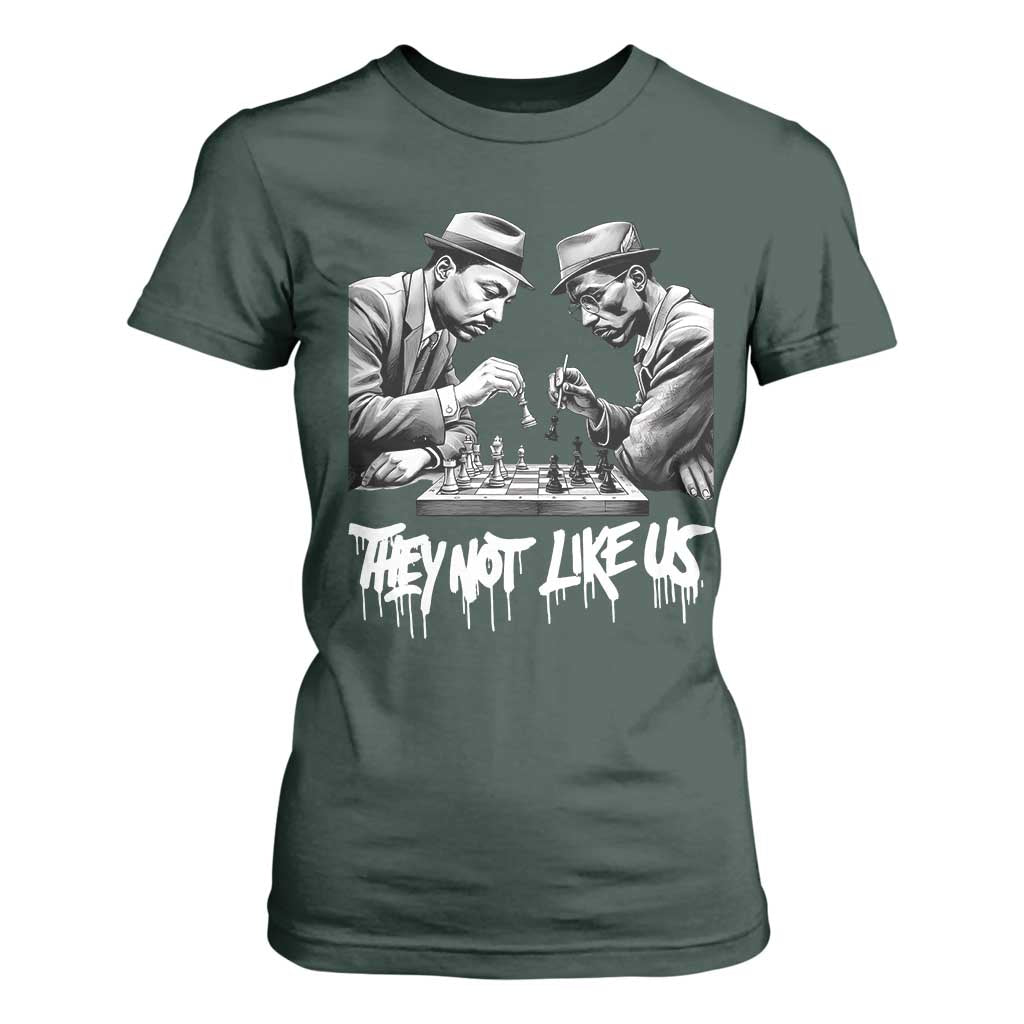 MLK And Malcolm X T Shirt For Women They Not Like Us African American Heritage Gift TS12 Dark Forest Green Print Your Wear