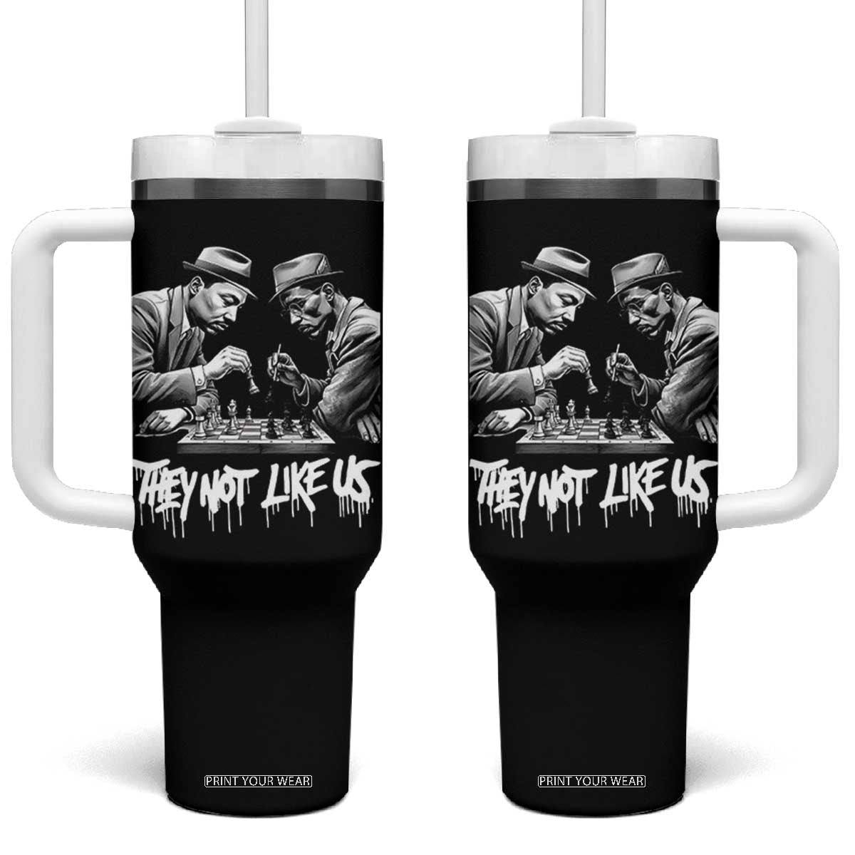 MLK And Malcolm X Tumbler With Handle They Not Like Us African American Heritage Gift TS12 One Size: 40 oz Black Print Your Wear