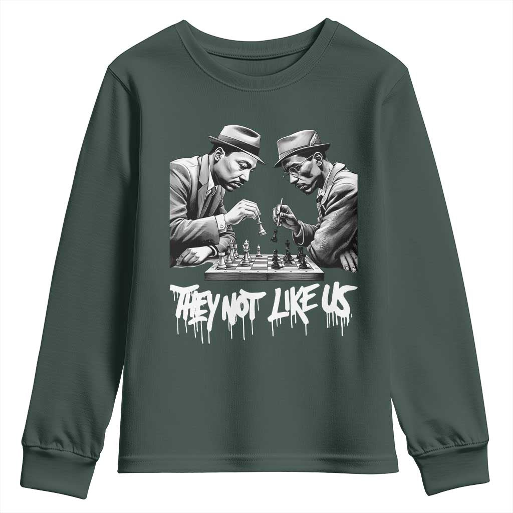 MLK And Malcolm X Youth Sweatshirt They Not Like Us African American Heritage Gift TS12 Dark Forest Green Print Your Wear