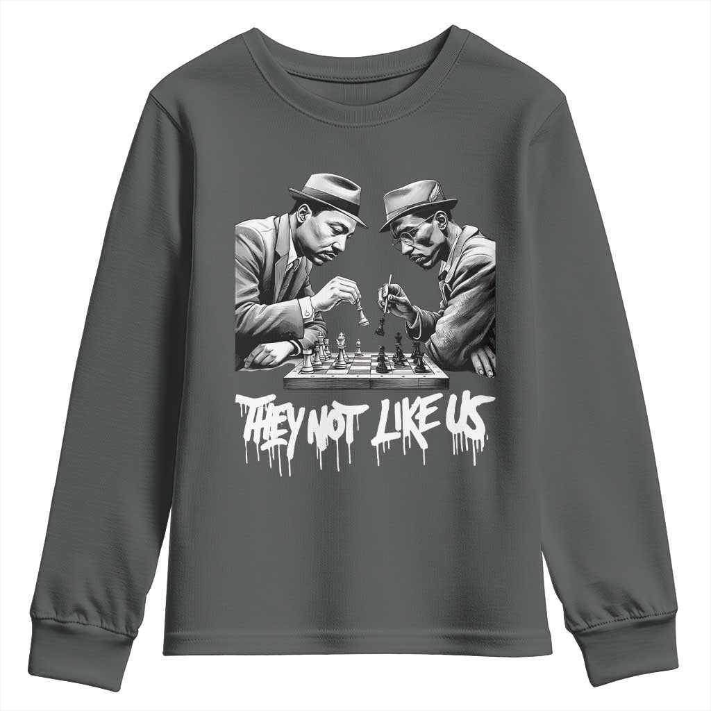 MLK And Malcolm X Youth Sweatshirt They Not Like Us African American Heritage Gift TS12 Dark Heather Print Your Wear