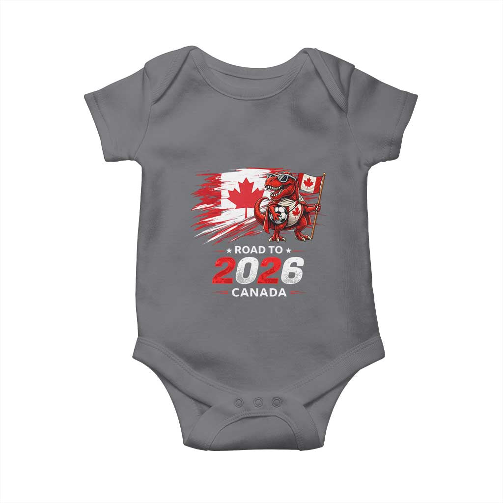 Funny Canada Soccer Dinosaur Baby Onesie Road To 2026 TS12 Charcoal Print Your Wear