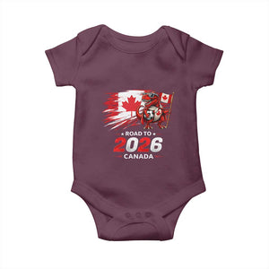 Funny Canada Soccer Dinosaur Baby Onesie Road To 2026 TS12 Maroon Print Your Wear