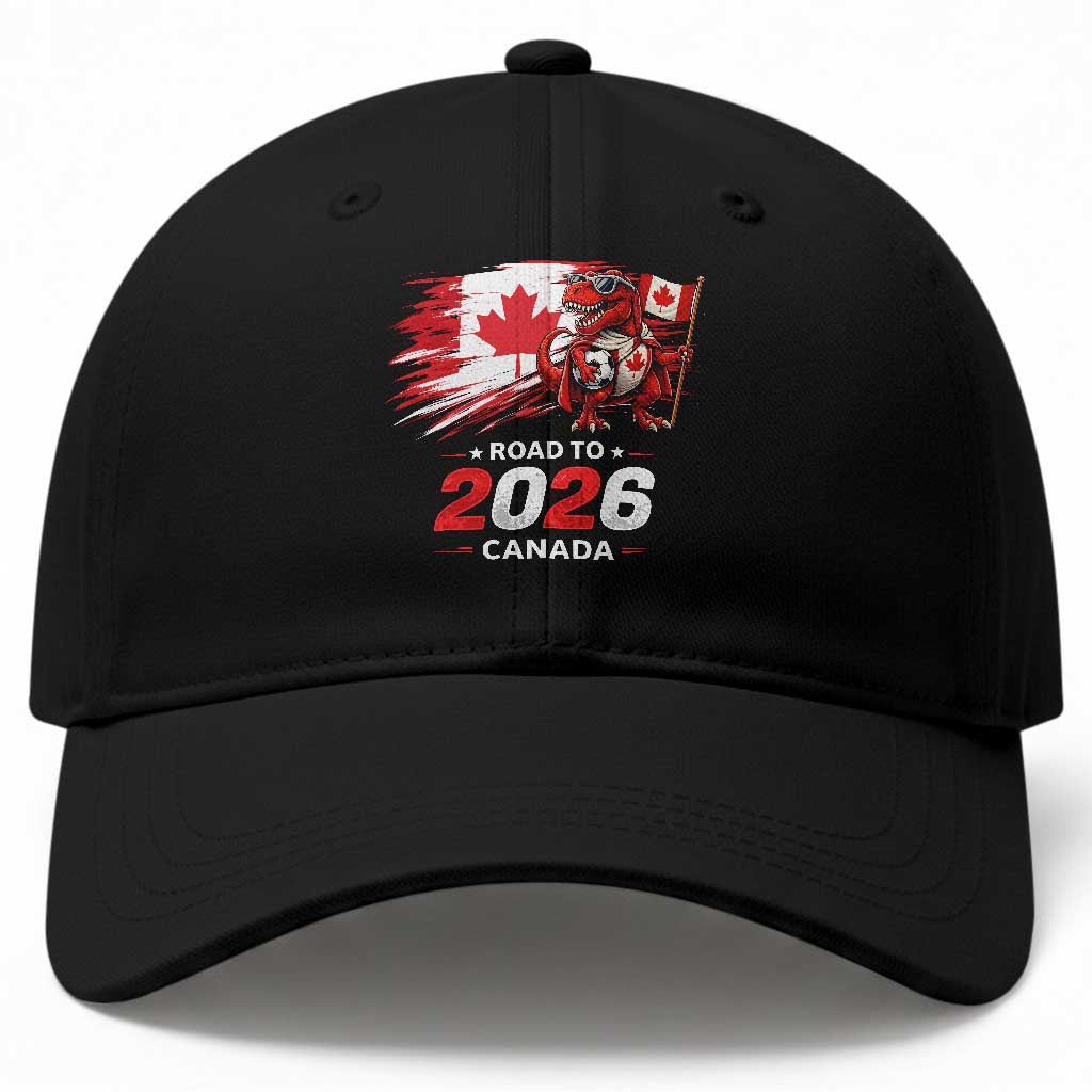 Funny Canada Soccer Dinosaur Baseball Cap Road To 2026 TS12 Print Your Wear