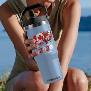 Funny Canada Soccer Dinosaur Flip Straw Tumbler Road To 2026 TS12 One Size: 30 oz Light Blue Print Your Wear