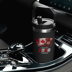 Funny Canada Soccer Dinosaur Flip Straw Tumbler Road To 2026 TS12 Print Your Wear